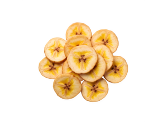 banana chips set apart on a white backdrop