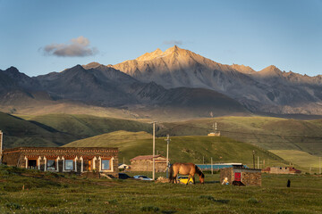 lonely houses in a pasture area, Xiamalongcun Tibetan Village, Tagong (Lhagang), Garzê Tibetan Autonomous Prefecture, Sichuan,  China