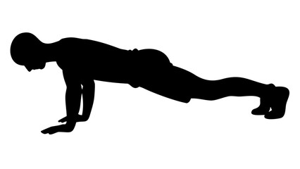 Obraz premium Silhouette of Push-up: An athletic person performs a push-up, body in a straight line, emphasizing physical strength and fitness goals.