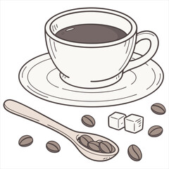 coffee cup vector . Coffee Mug design. Cup coffee beans wooden. Vector icon cup of coffee. coffee cup logo template. coffee concept. Coffee Bean Icon.