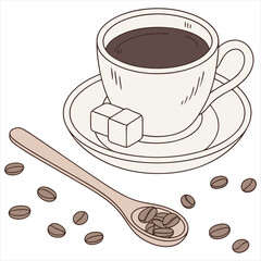 coffee cup vector . Coffee Mug design. Cup coffee beans wooden. Vector icon cup of coffee. coffee cup logo template. coffee concept. Coffee Bean Icon.