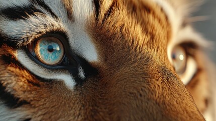 Fototapeta premium Close-up of a tiger's striking eyes showcasing intricate details and vibrant colors