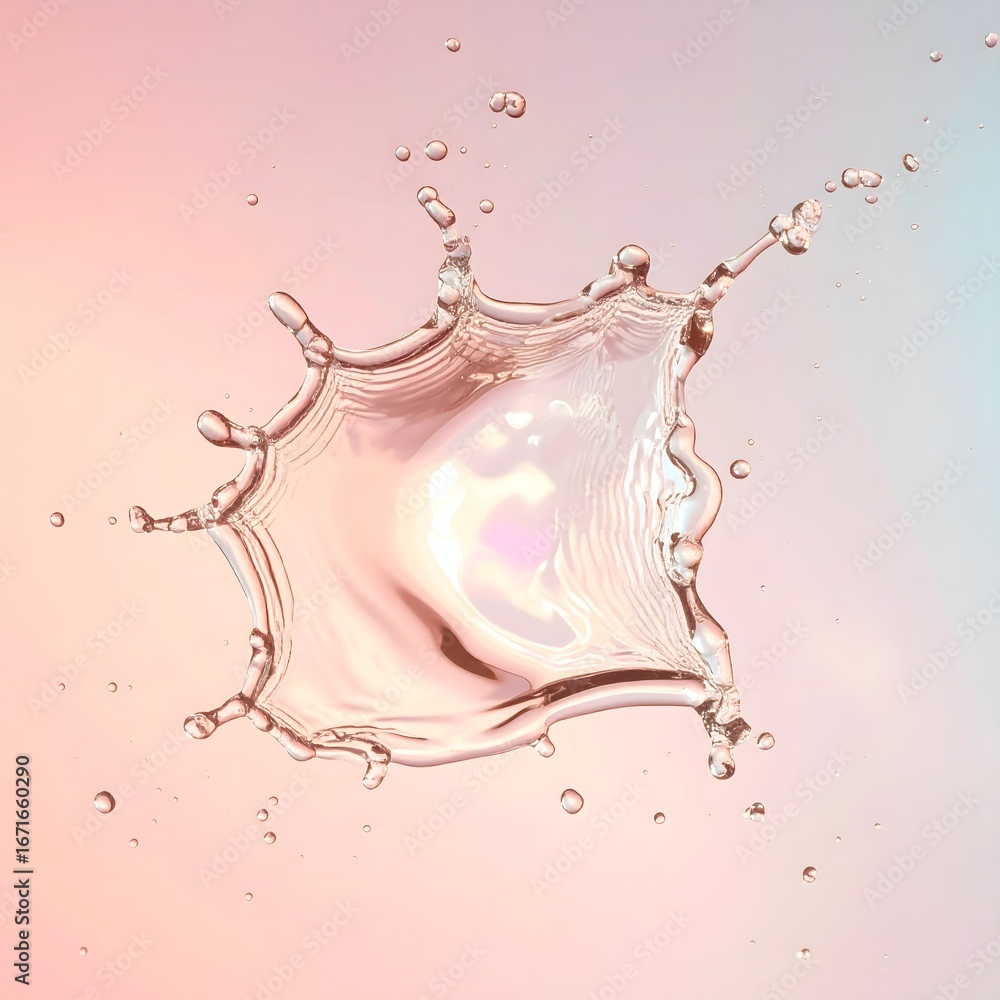 Poster Water splash with a pink and blue gradient background, creating a dynamic effect.