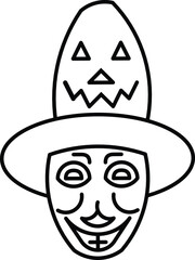 icons, vector, mexican sombrero hat with halloween, 
