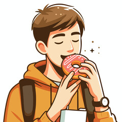 Vector image of a person eating a donut