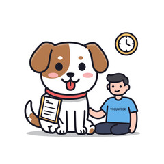 Puppy adoption checkup with volunteer