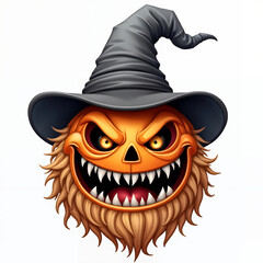 Spooky pumpkin character wearing a witch hat jack o lantern halloween