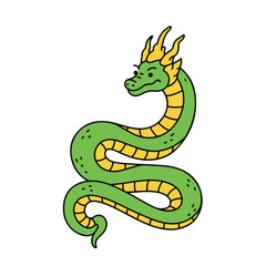 Fototapeta premium Cartoon Dragon Curled on Plain Background