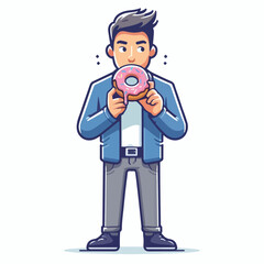 Vector image of a person eating a donut