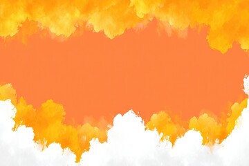 Abstract orange backdrop with yellow and white cloud-like watercolor textures framing the space