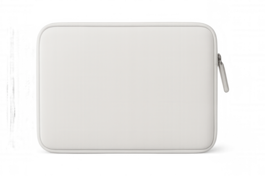 White tablet case closed, resting on transparent background, highlighting product design potential
