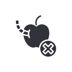 Rejected Rotten Apple Symbol with Worm and Cross