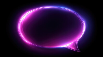 Glowing speech bubble with purple and pink gradient on dark background