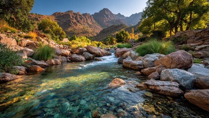 Naklejka premium Mountain Stream Serenity