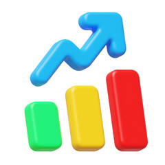 Increase Bar Chart Illustration 3D