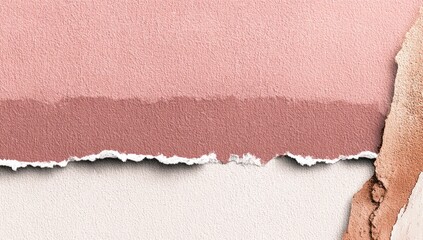 Torn paper layers showing pink, brown & beige textures