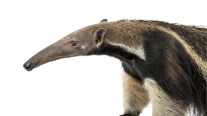 Giant Anteater Profile Portrait against Black Backdrop showcasing Distinctive Features and Unique Adaptation for Insect Consumption in the South American Wildlife Habitat