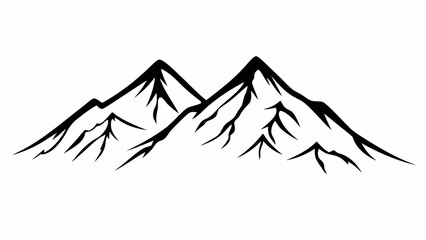 Bold black mountain range silhouette evokes adventure and natural beauty for branding and design projects