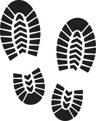 A black and white silhouette of some boot prints