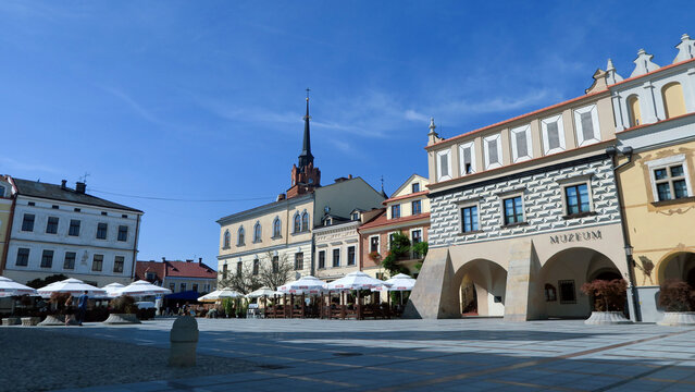 Tarnów, Poland. Market Square remain unchanged since the location of Tarnów in 1330 although the buildings date to the 16th to 18th century.