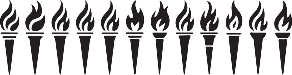 fire torch icon set 