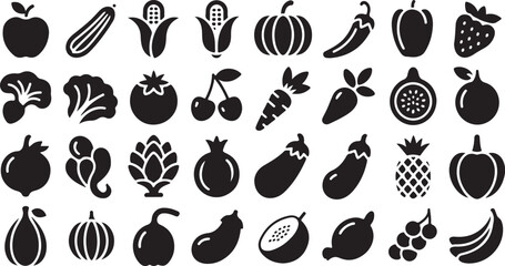 Fruit berry vegetable food glyph icon vector
