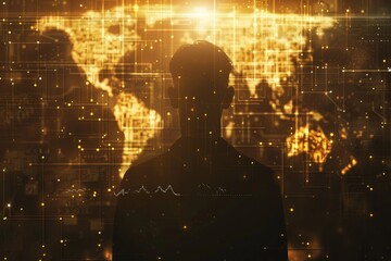 Businessman analyzing global cryptocurrency market trends