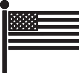 memorial day waving flag in pole american celebration silhouette style icon