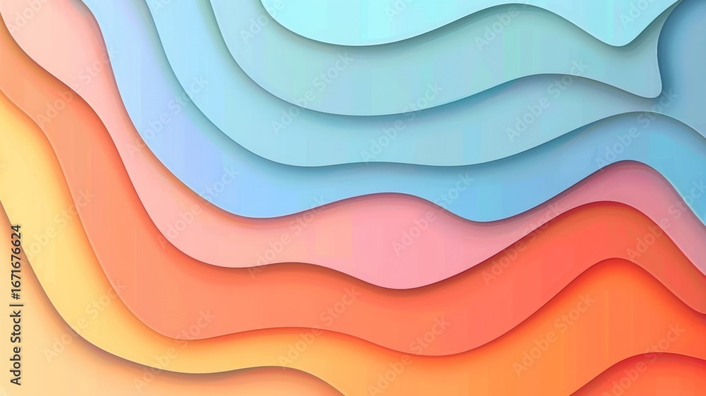 Aufkleber abstract background featuring layered wavy shapes creating a 3d paper cut effect