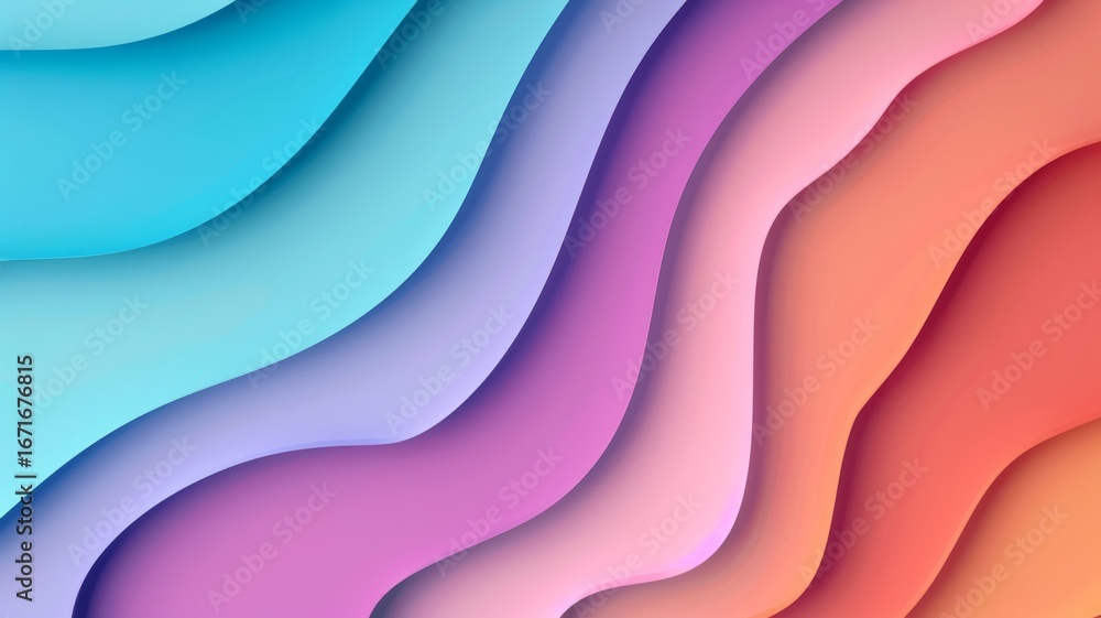 Aufkleber layered paper cut abstract background creating wavy colorful pattern