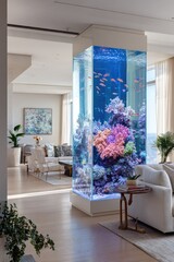 Modern penthouse with a large aquarium