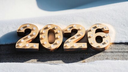 Golden 3D 2026 Numbers with Sparkling Festive Design - 15