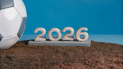 Soccer Ball on Green Field with 2026 Design - 19