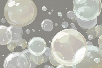 Bubbles rising Various sized translucent orbs float against a gray background, creating a light, airy effect with soft, diffused reflections