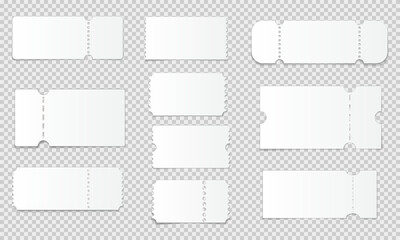 Paper tickets set. Realistic coupons set.