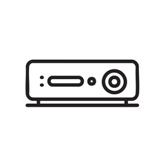 Fototapeta premium A black and white line drawing of a simple projector.