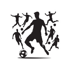 football players vector silhouette clip art logo design illustration. football tournament icon set collections.