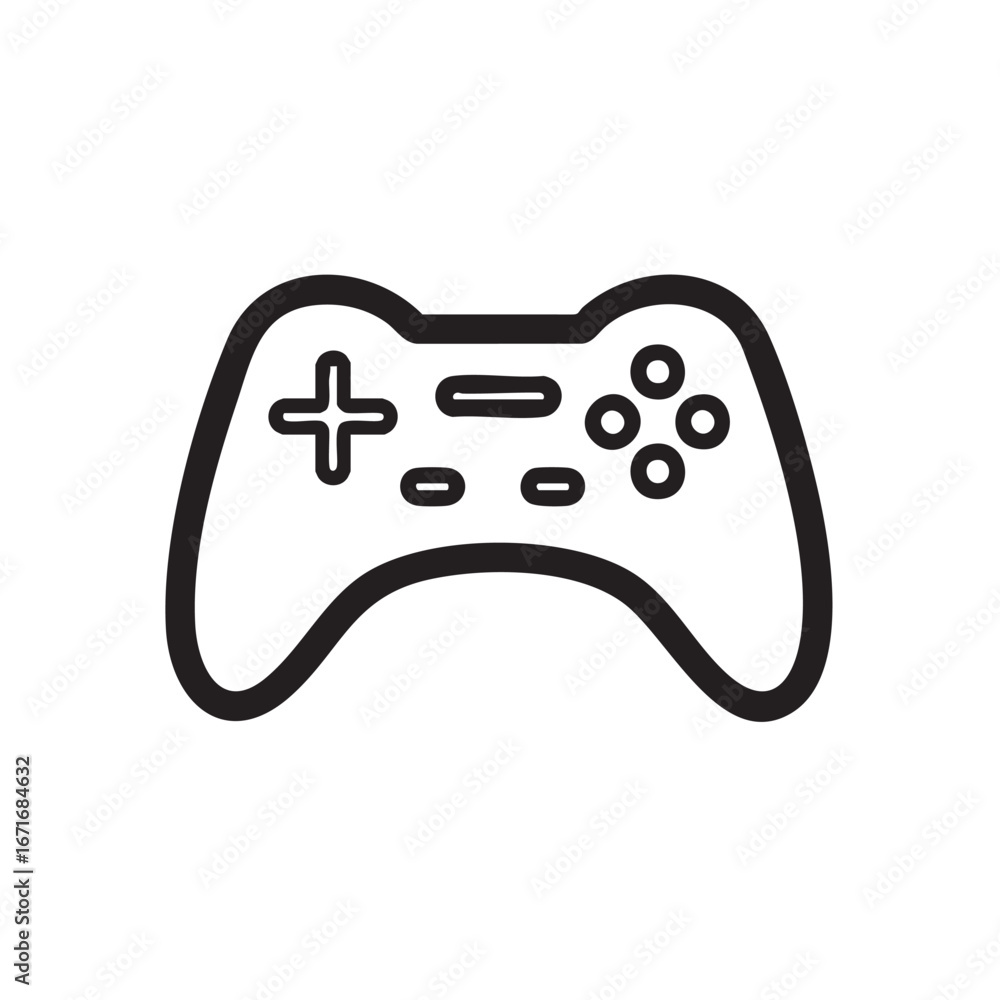 Poster a simple line drawing of a video game controller.