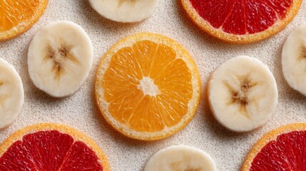 Vibrant Citrus and Banana Slices Pattern