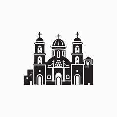 Hispanic heritage month usa vector art of silhouette of a church with towers and crosses, showcasing religious architecture and cultural heritage vector