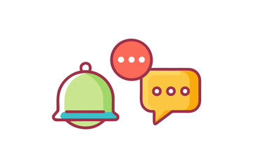 two icons notification bell and chat bubble alert symbol