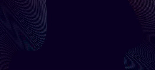 Abstract colorful dark blue sound, voice, music curved and wave lines background. 