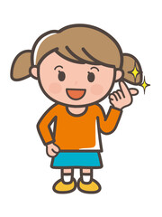 A full-body illustration of a Girl doing the popular "Kyun Desu" pose in Japan