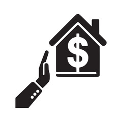 A house icon with a dollar sign inside and a hand stopping it on a white background vector image