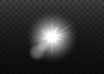 Bright Glow on Transparent Background with Radiant Starburst Effect.