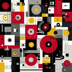 Abstract geometric pattern with circles and squares