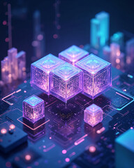 Blockchain Digital Cubes Background