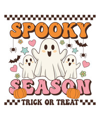Playful, Retro-Style Halloween Graphic Design, Spooky Season T-Shirt.