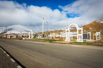Central square in Murghab, the highest town in Tajikistan
