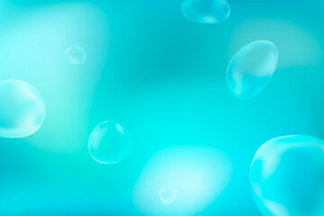 Abstract aqua light blue background with floating water bubbles and smooth gradient for modern design and freshness concept